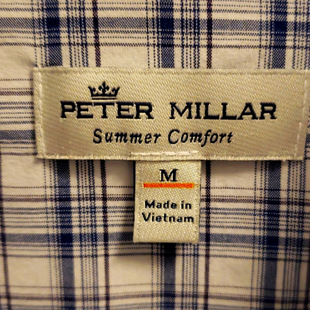 Peter Millar medium summer comfort white with blue cross patterns